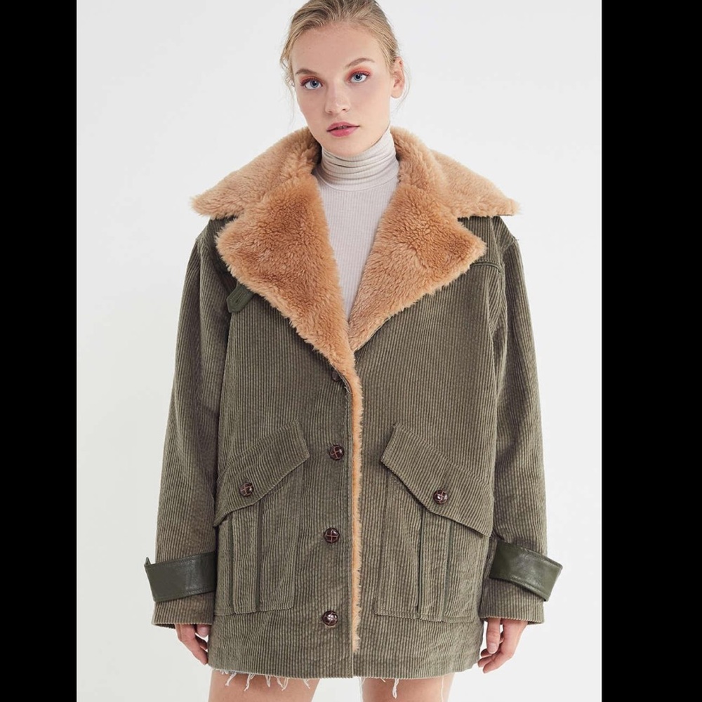 Avec Les Filles Sherpa Trim Corduroy Jacket